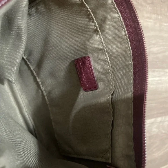 LODIS designer red burgundy wine pebbled leather designer pouch Lagenlook Classy - Picture 4 of 7